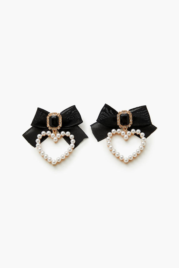forever 21 Faux Pearl Heart Drop Earrings