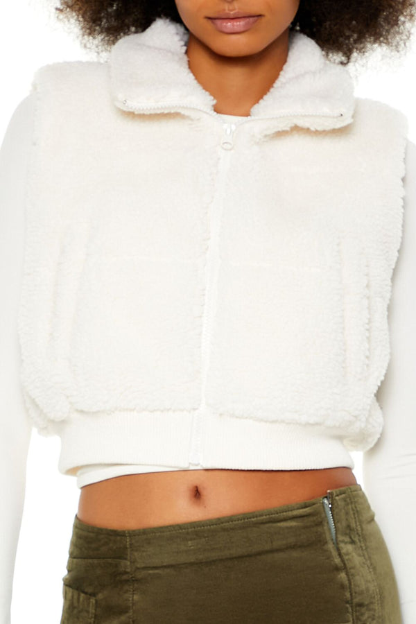 Forever 21 Faux Shearling Cropped Vest