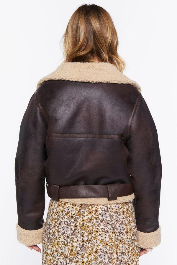 Forever 21 Faux Shearling-Trim Moto Jacket