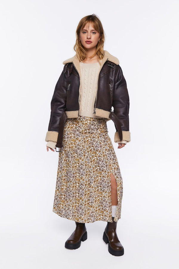 Forever 21 Faux Shearling-Trim Moto Jacket