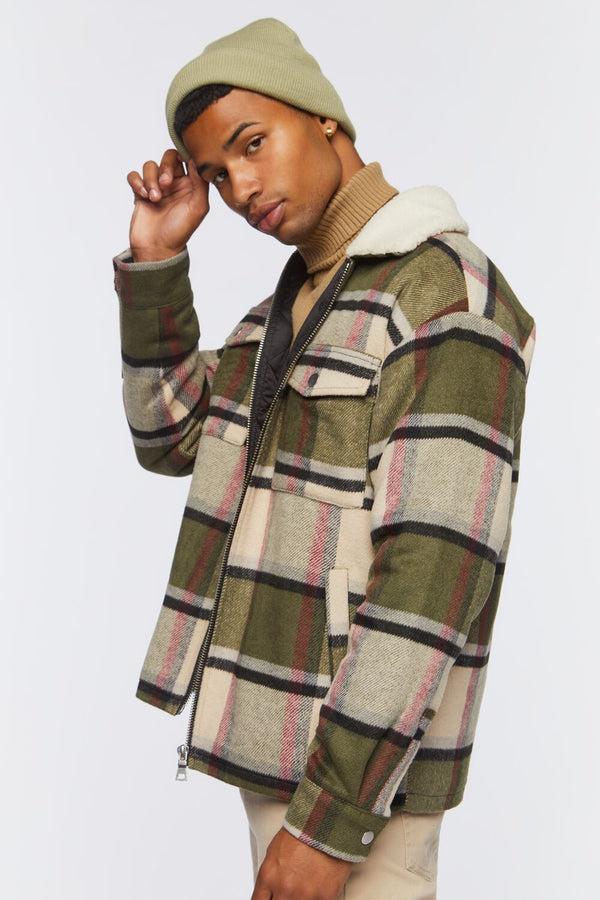 Forever 21 Faux Shearling-Trim Plaid Jacket