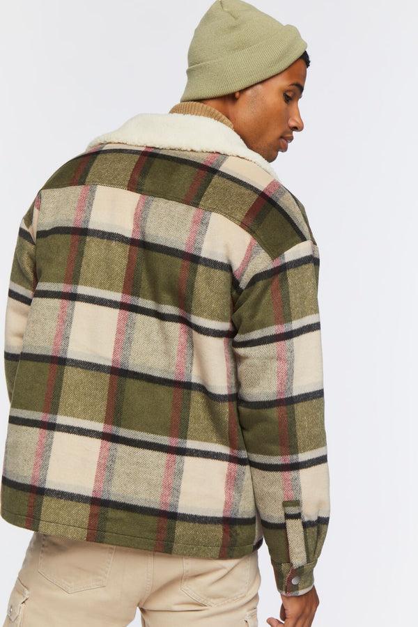 Forever 21 Faux Shearling-Trim Plaid Jacket