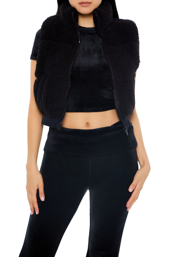 forever 21 Faux Shearling Zip-Up Vest