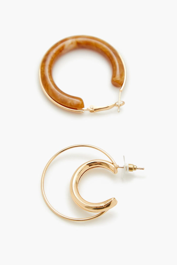 Forever 21 Faux Stone Hoop Earring Set