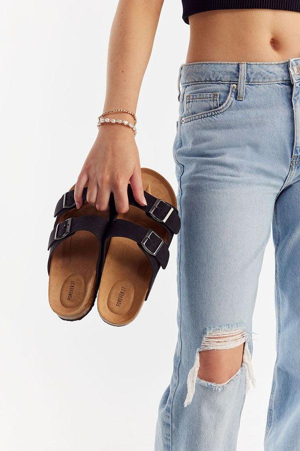 forever 21 Faux Suede Dual Buckle Sandals