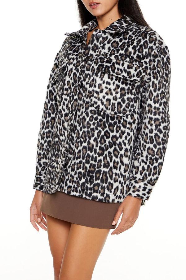 Forever 21 Faux Suede Leopard Print Shacket