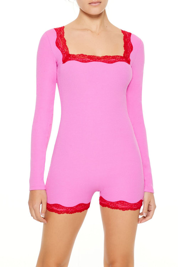 forever 21 Fitted Lace-Trim Romper