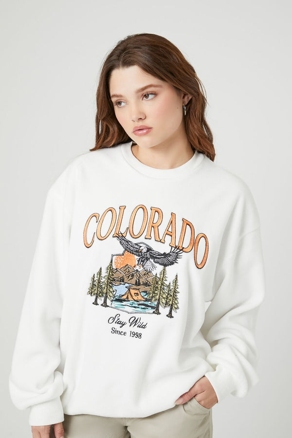 forever 21 Fleece Colorado Graphic Pullover
