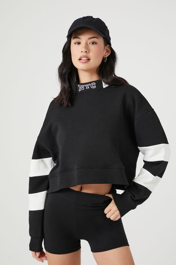 Forever 21 Fleece NYC Striped Graphic Pullover