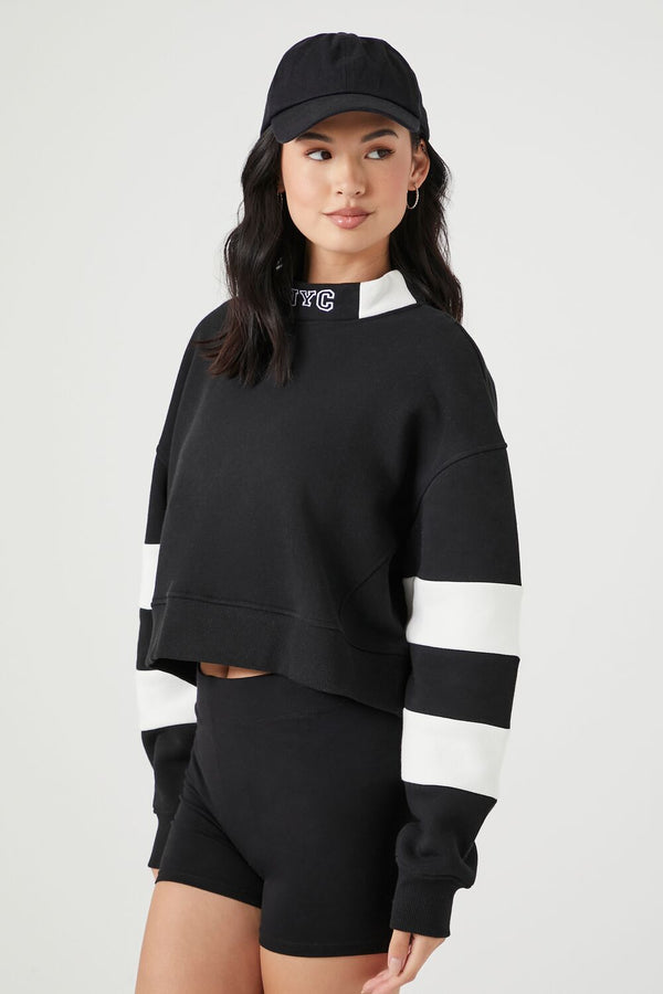 Forever 21 Fleece NYC Striped Graphic Pullover