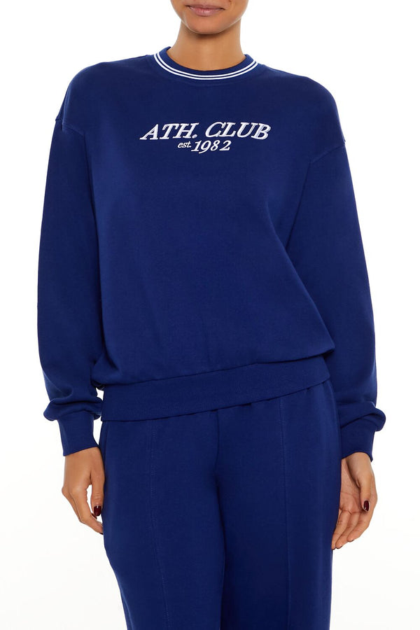 forever 21 Fleece Varsity-Striped Pullover