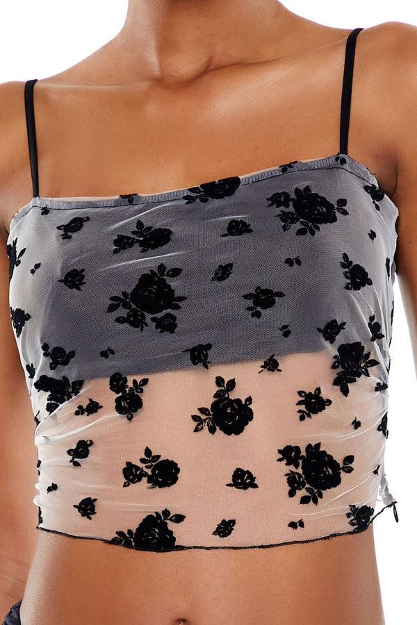 Forever 21 Flocked Floral Cropped Cami