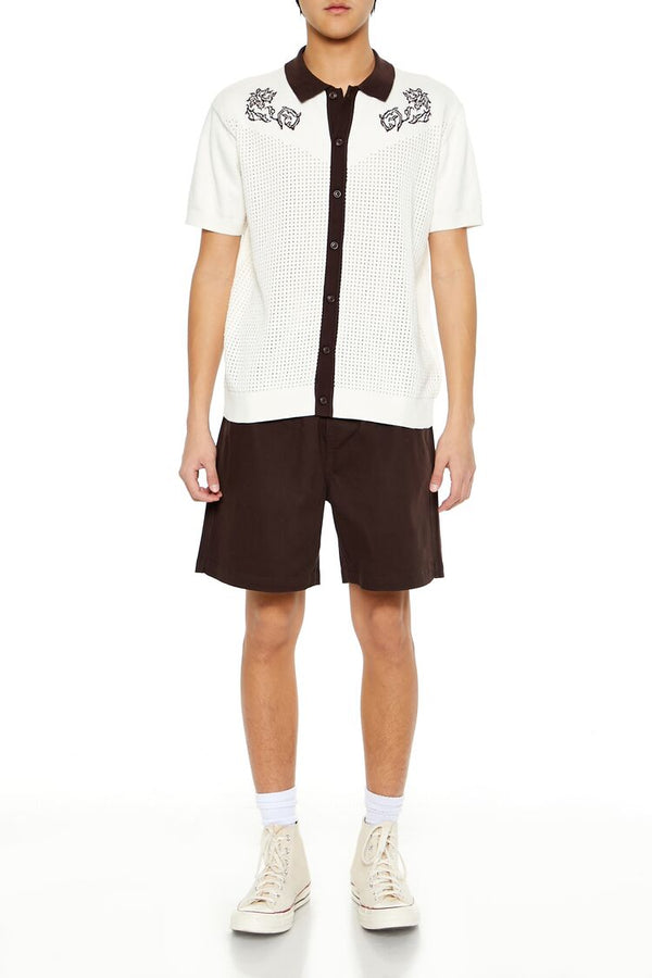 Forever 21 Floral Embroidered Crochet Shirt