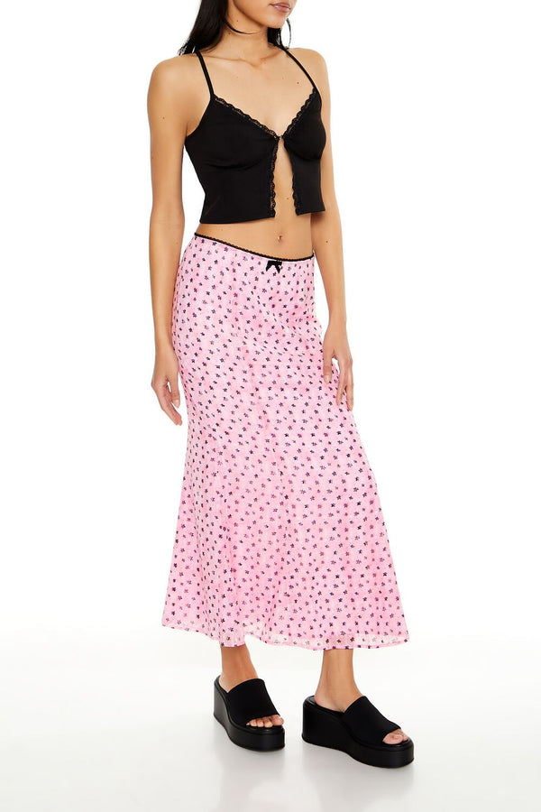 Forever 21 Floral Print Chiffon Midi Skirt