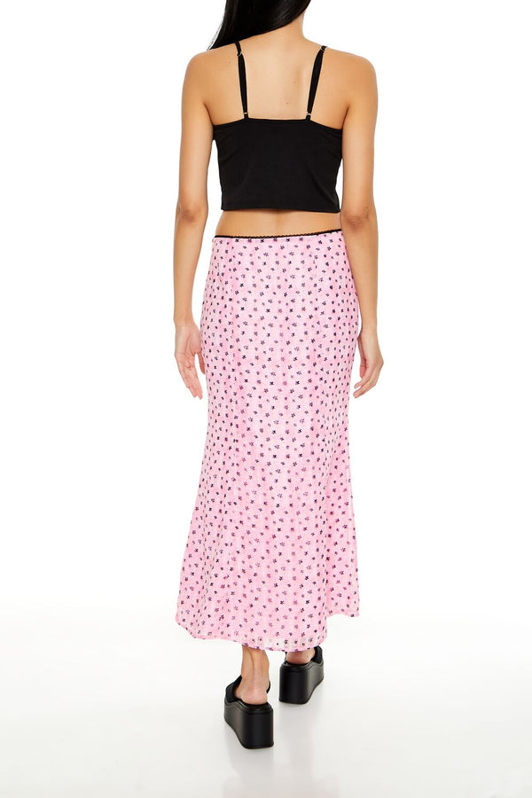Forever 21 Floral Print Chiffon Midi Skirt
