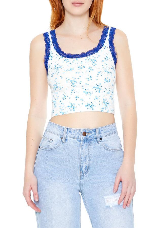 forever 21 Floral Print Cropped Tank Top
