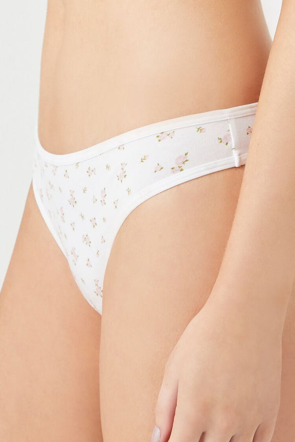 Forever 21 Floral Print Low-Rise Thong Panties