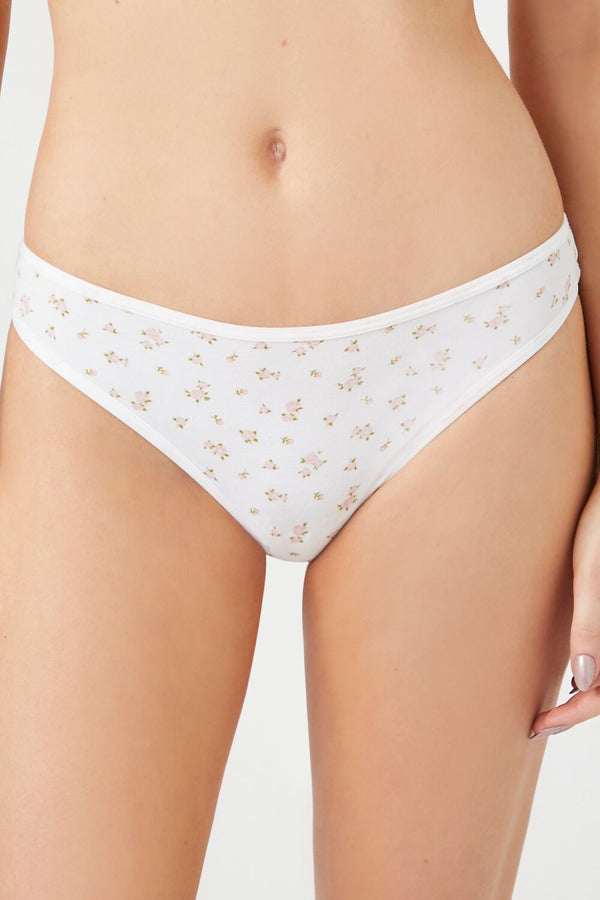 forever 21 Floral Print Low-Rise Thong Panties