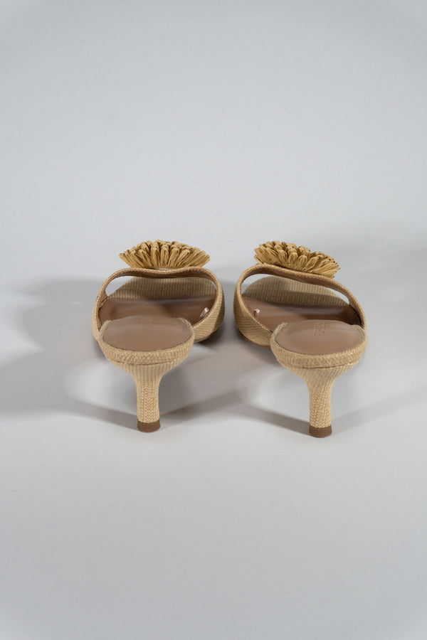 Forever 21 Floral Raffia Kitten Heel Sandals