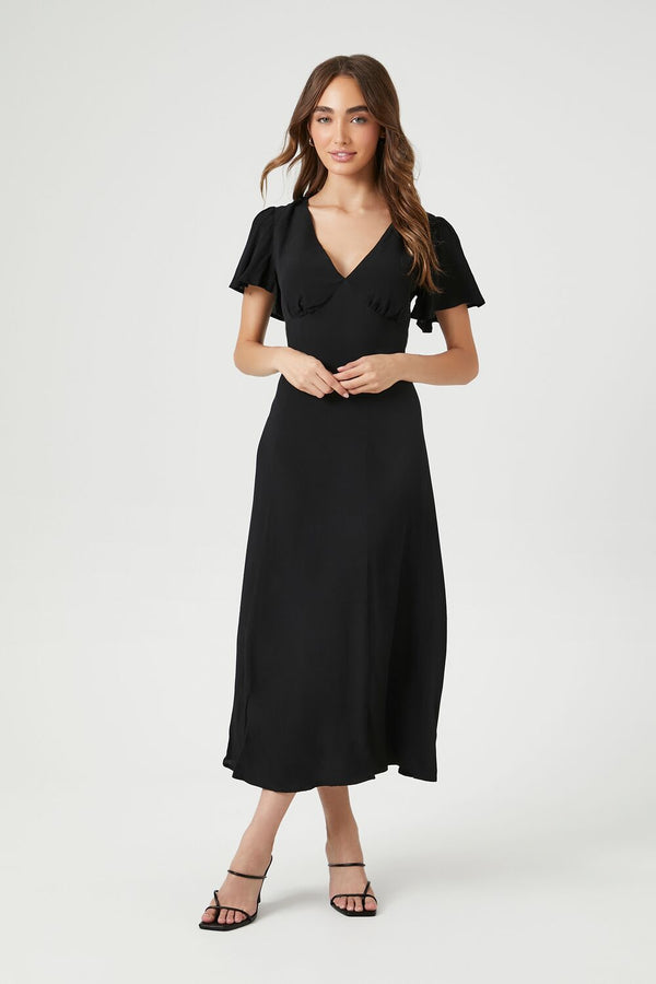 Forever 21 Flounce-Sleeve Midi Dress