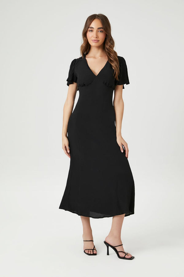 forever 21 Flounce-Sleeve Midi Dress