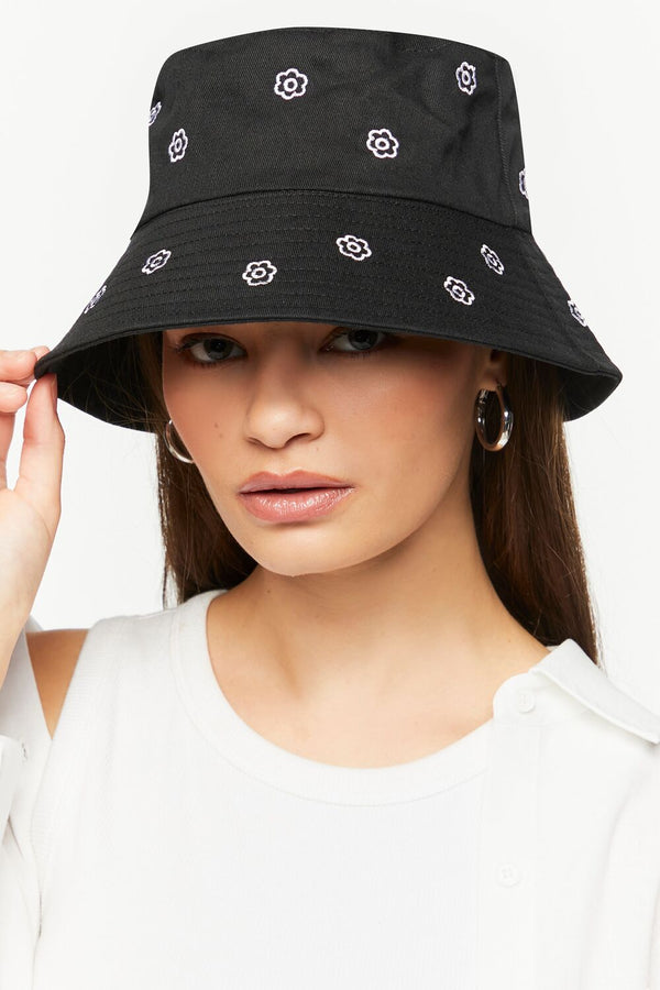 forever 21 Flower Embroidered Bucket Hat