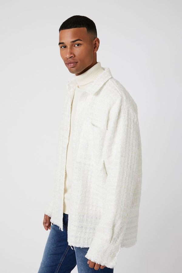 Forever 21 Frayed-Trim Boucle Shirt