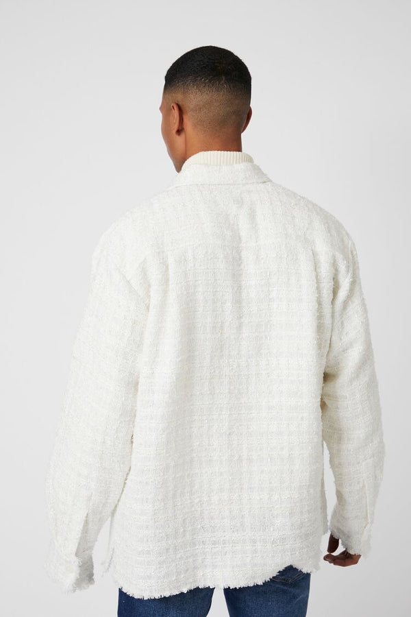 Forever 21 Frayed-Trim Boucle Shirt