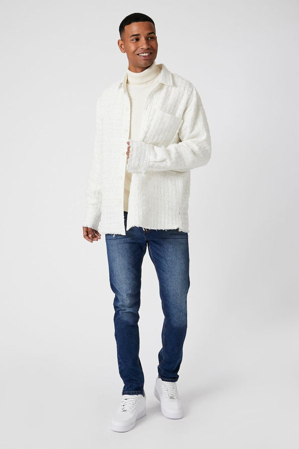 Forever 21 Frayed-Trim Boucle Shirt