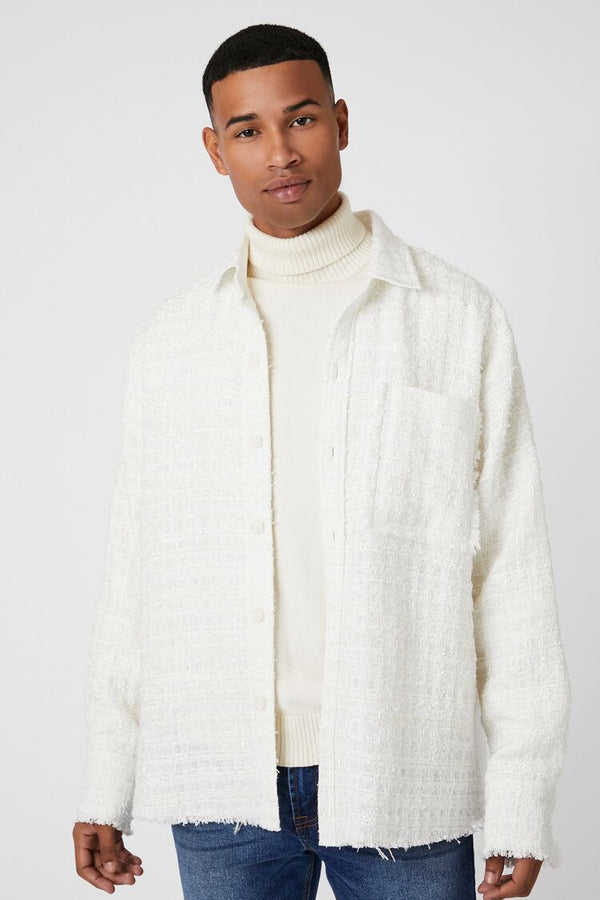 forever 21 Frayed-Trim Boucle Shirt