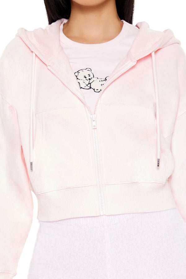 Forever 21 French Terry Cropped Zip-Up Hoodie