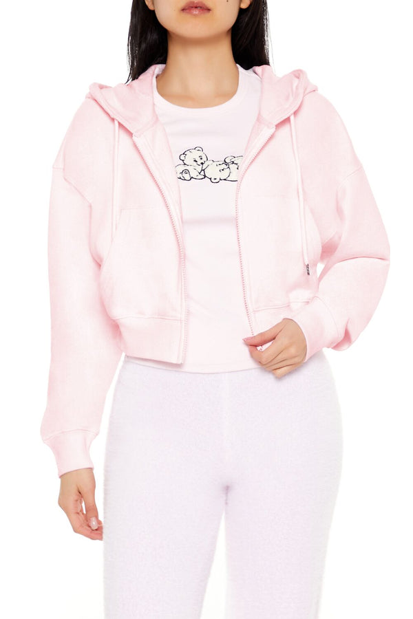 forever 21 French Terry Cropped Zip-Up Hoodie