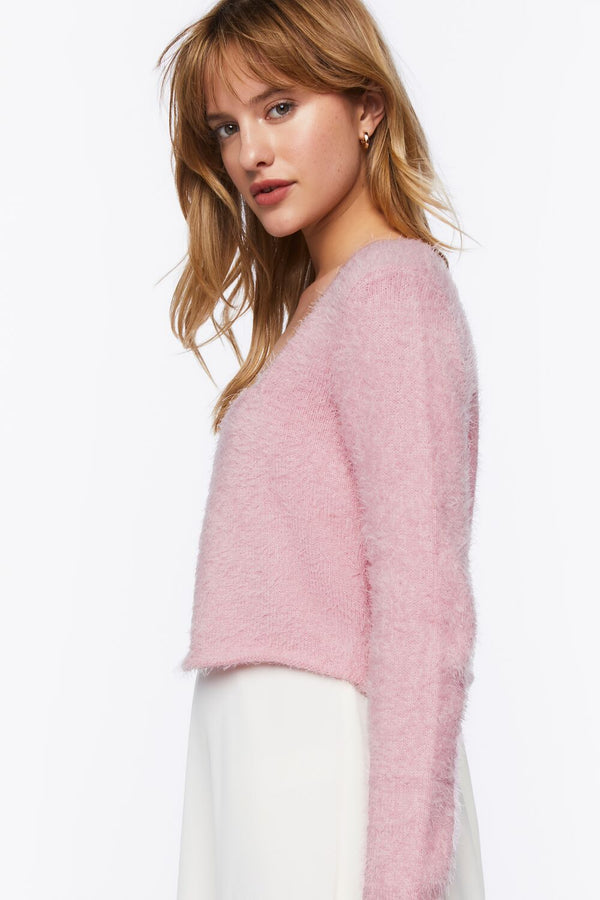 Forever 21 Fuzzy Cropped Cardigan Sweater