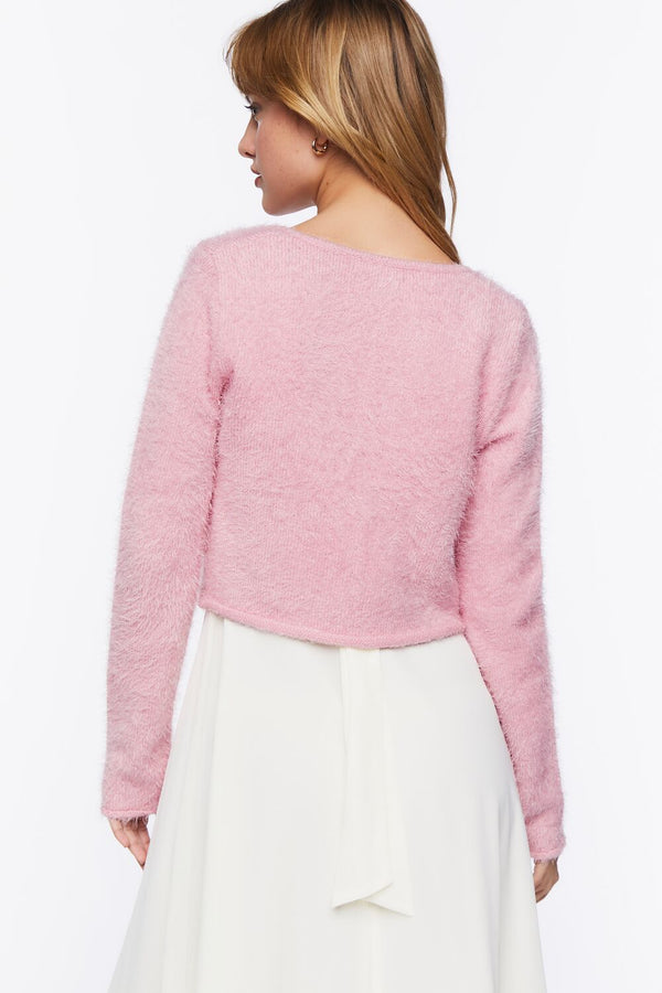 Forever 21 Fuzzy Cropped Cardigan Sweater
