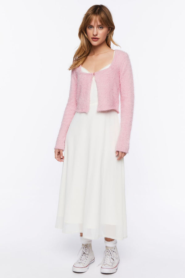 Forever 21 Fuzzy Cropped Cardigan Sweater