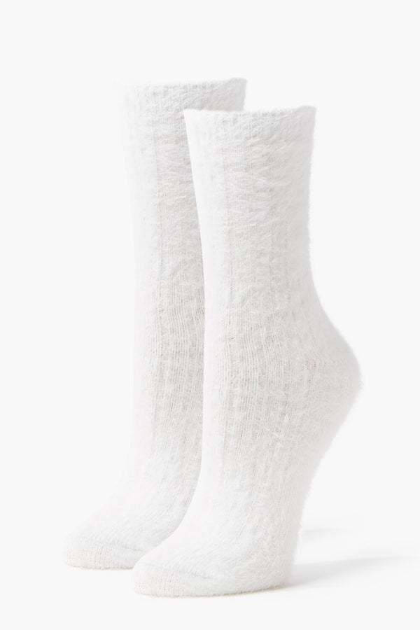 forever 21 Fuzzy Knit Crew Socks
