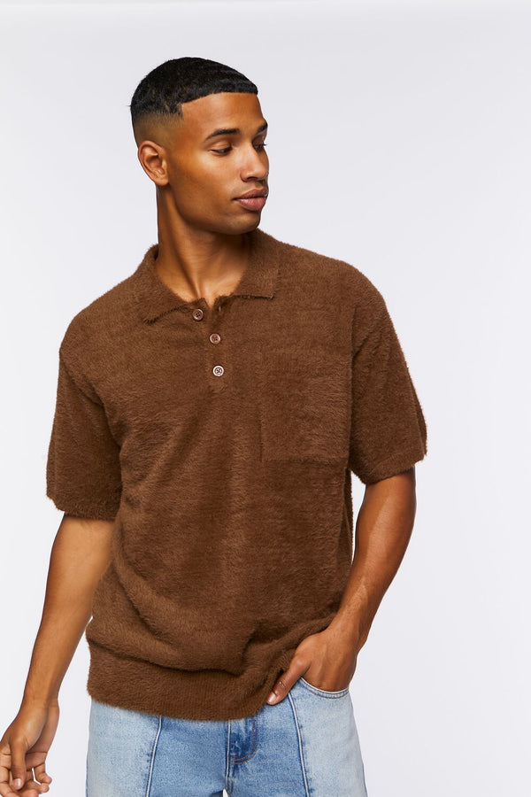 forever 21 Fuzzy Knit Polo Shirt
