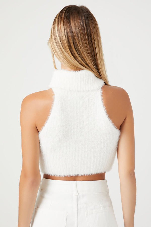Forever 21 Fuzzy Knit Turtleneck Crop Top