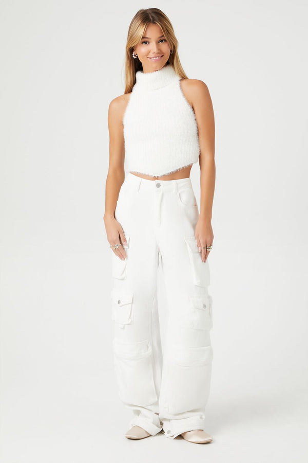 Forever 21 Fuzzy Knit Turtleneck Crop Top