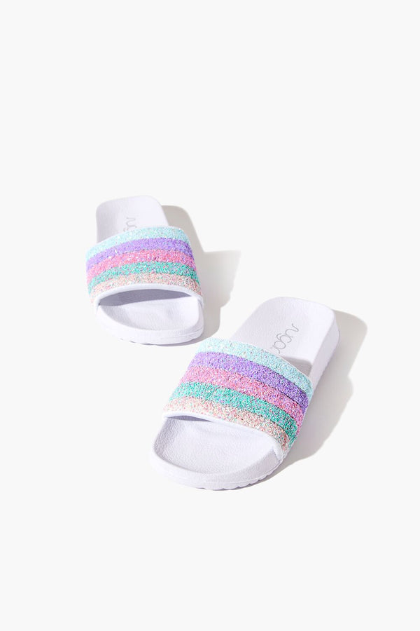 forever 21 Girls Striped Sequin Slides (Kids)
