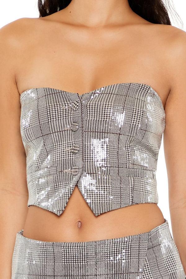 Forever 21 Glen Plaid Cropped Tube Top
