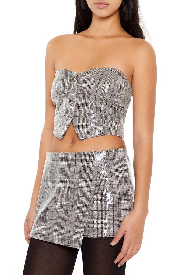 Forever 21 Glen Plaid Cropped Tube Top