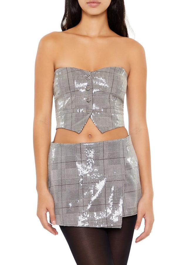 forever 21 Glen Plaid Cropped Tube Top