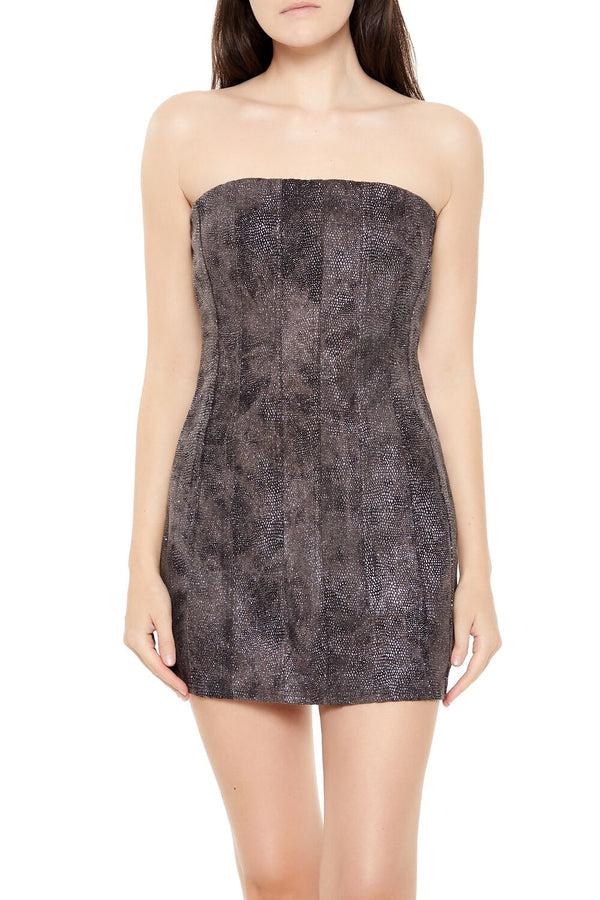 Forever 21 Glitter Denim Tube Mini Dress