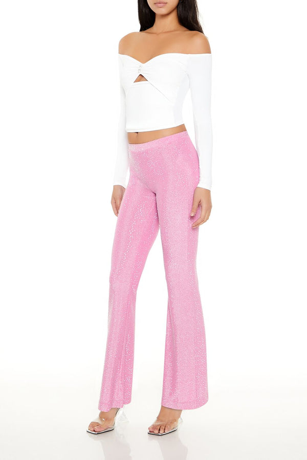 Forever 21 Glitter High-Rise Flare Pants