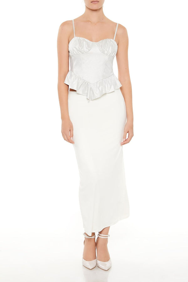 Forever 21 Glitter Satin V-Hem Bustier Cami