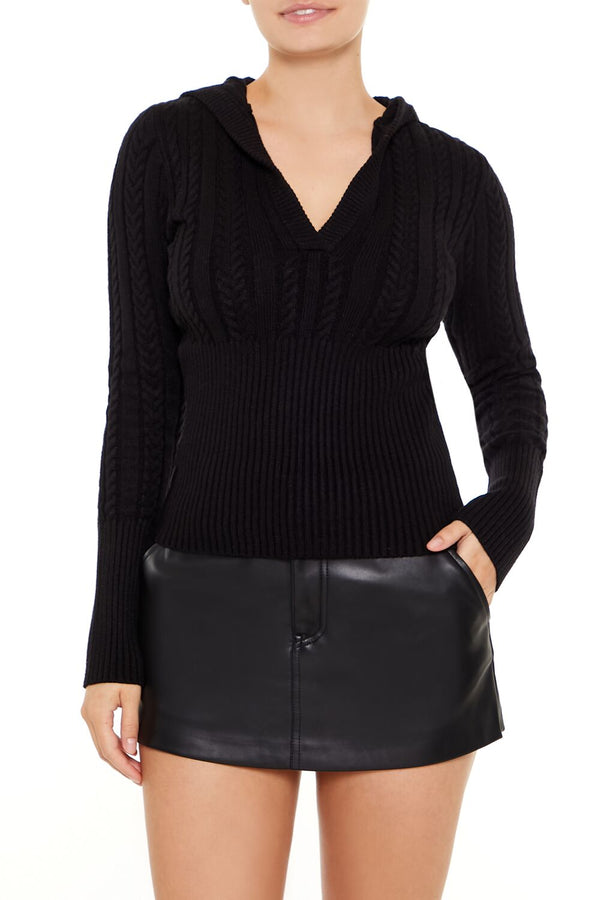 forever 21 Hooded Cable Knit Sweater