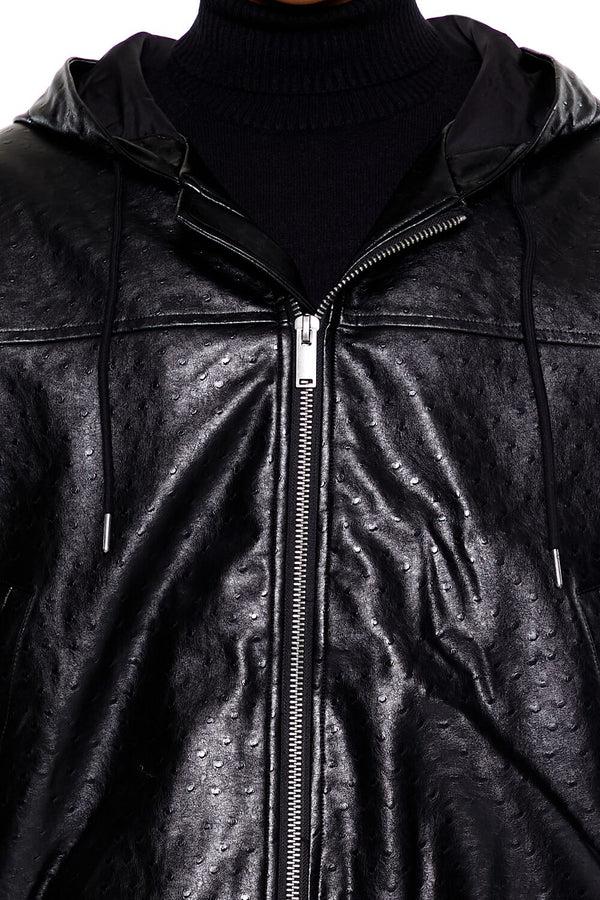 Forever 21 Hooded Faux Leather Bomber Jacket