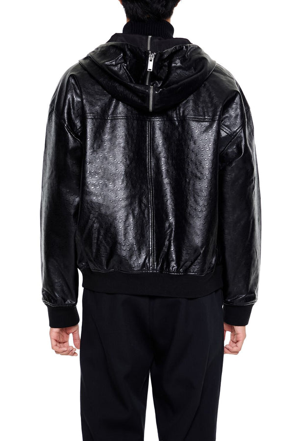 Forever 21 Hooded Faux Leather Bomber Jacket