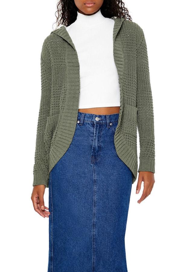 forever 21 Hooded Open-Front Cardigan Sweater